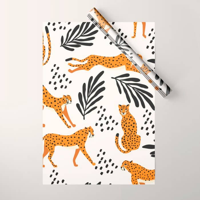 Cheetahs Pattern On White Wrapping Paper