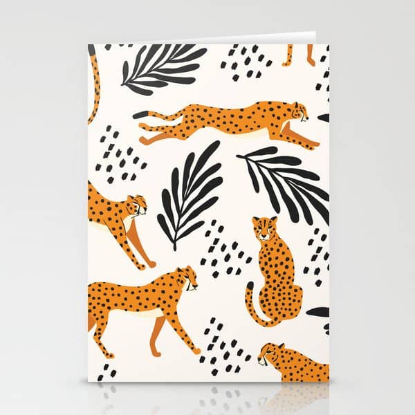 Cheetahs Pattern On White Stationery Card