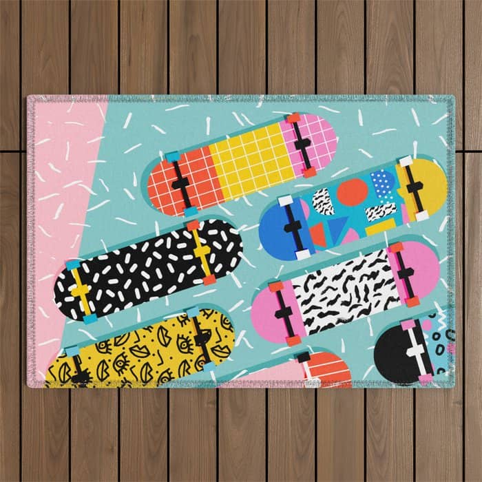 Omigod - 80s Retro Memphis Skateboards Pattern Sports Trendy 1980'S Vintage Style Retro Outdoor Rug