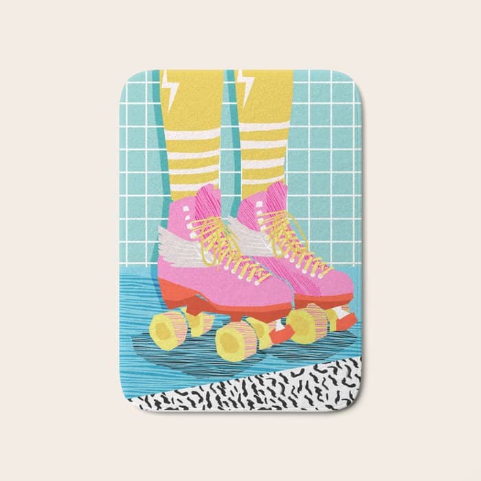 The Right Stuff - Retro Throwback 80s Style Rollerskates Skating Rink Trendy 1980'S Bath Mat