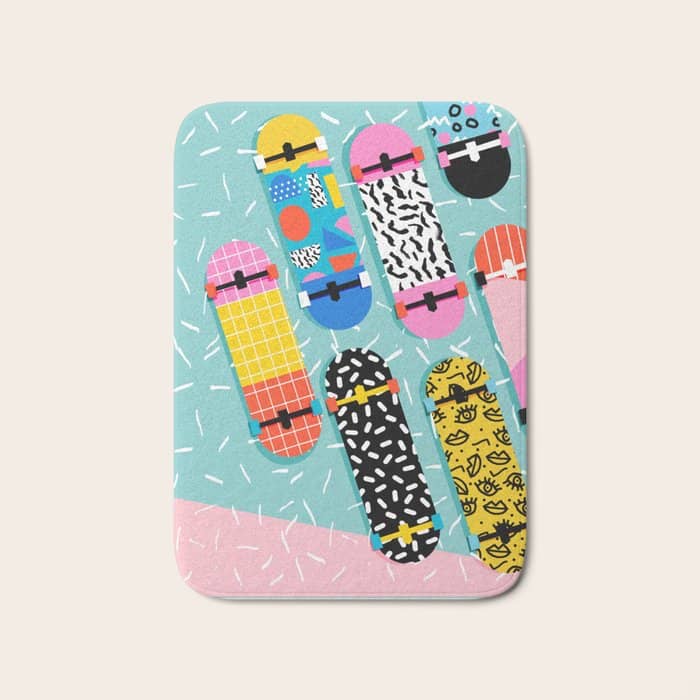 Omigod - 80s Retro Memphis Skateboards Pattern Sports Trendy 1980'S Vintage Style Retro Bath Mat