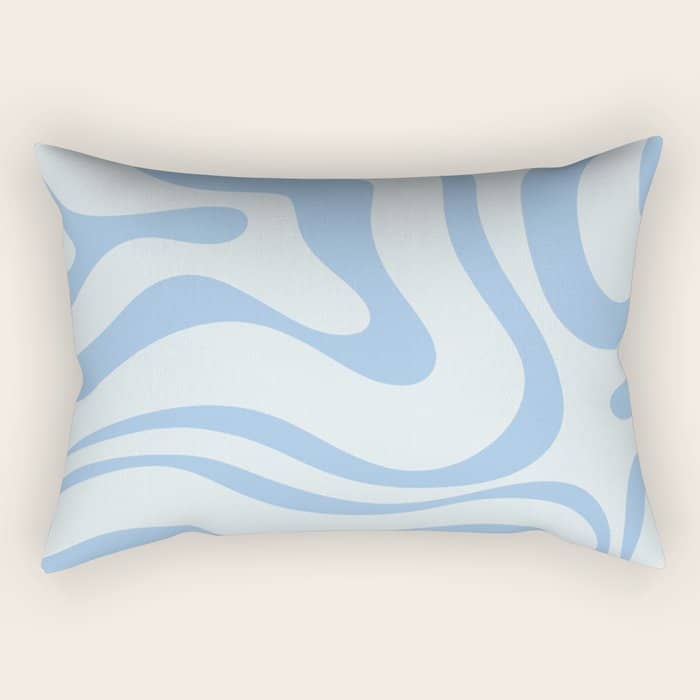 Soft Liquid Swirl Abstract Pattern Square In Powder Blue Rectangular Pillow
