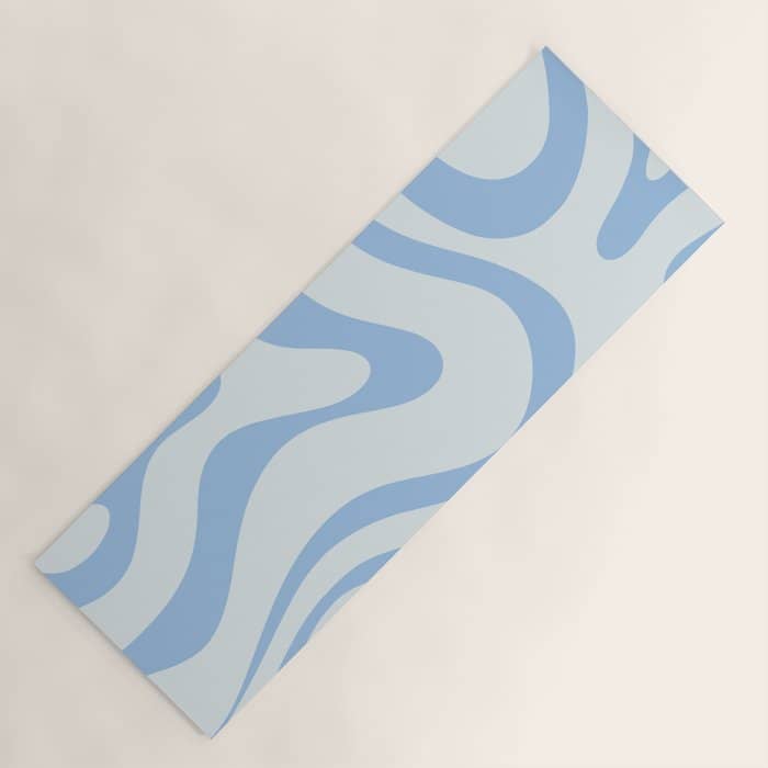 Soft Liquid Swirl Abstract Pattern Square In Powder Blue Yoga Mat