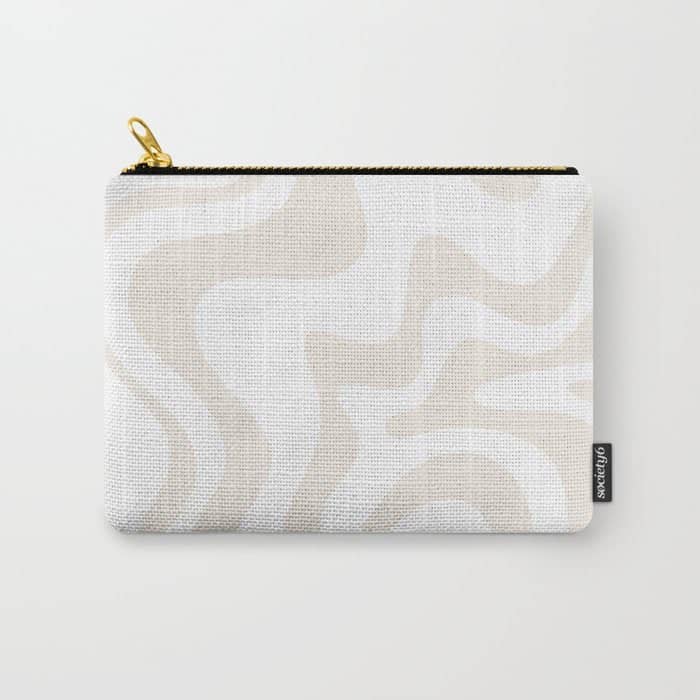 Liquid Swirl Abstract Pattern In Pale Beige And White Carry All Pouch