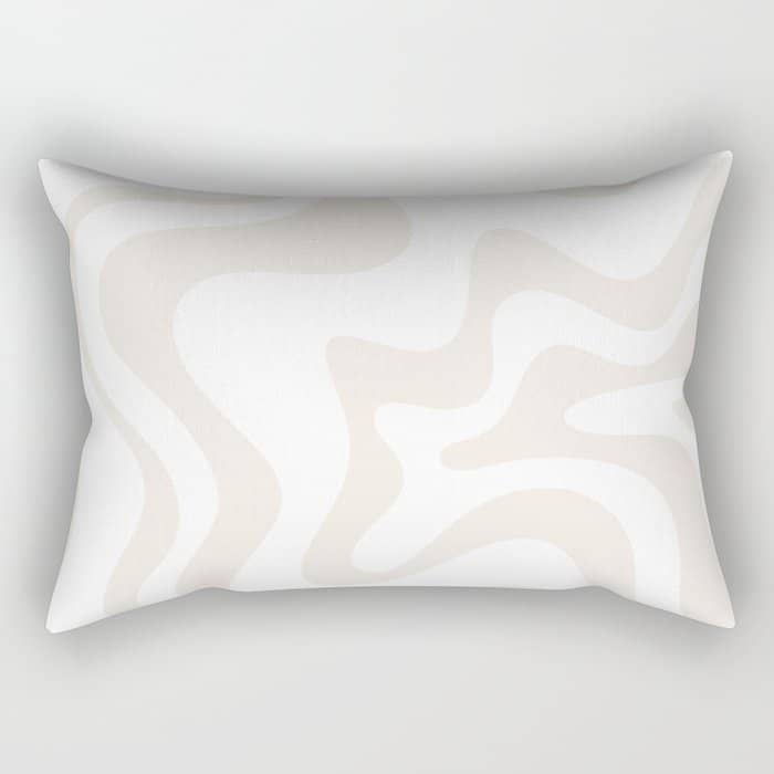 Liquid Swirl Abstract Pattern In Pale Beige And White Rectangular Pillow