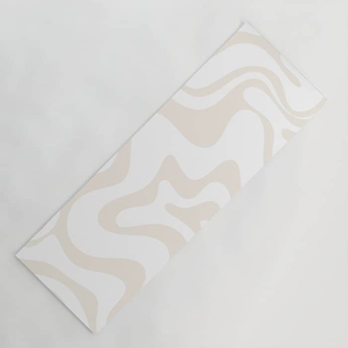 Liquid Swirl Abstract Pattern In Pale Beige And White Yoga Mat