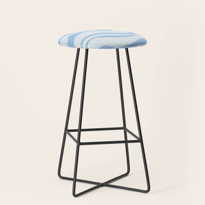 Soft Liquid Swirl Abstract Pattern Square In Powder Blue Stool