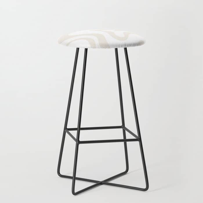 Liquid Swirl Abstract Pattern In Pale Beige And White Stool