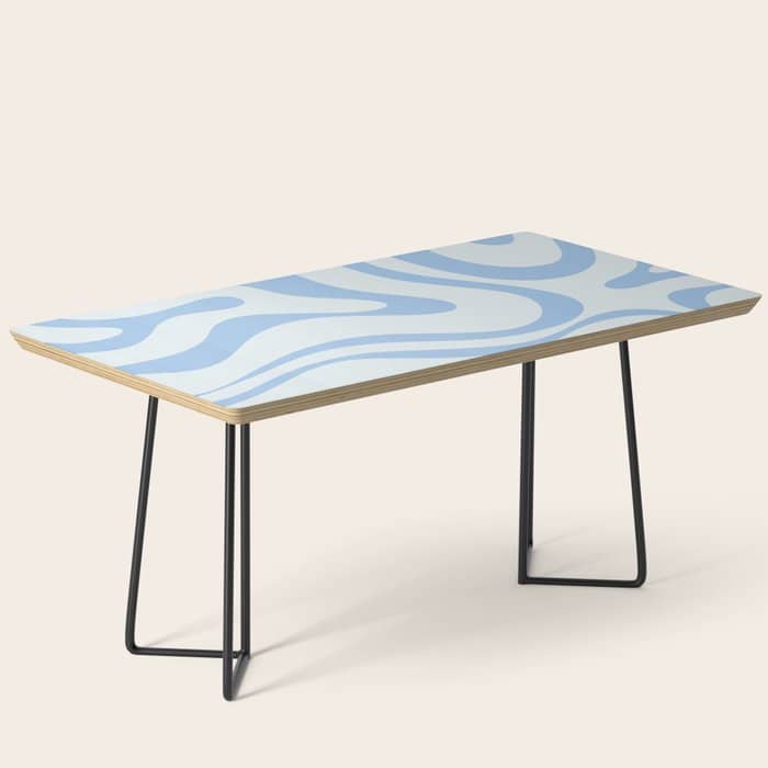 Soft Liquid Swirl Abstract Pattern Square In Powder Blue Coffee Table