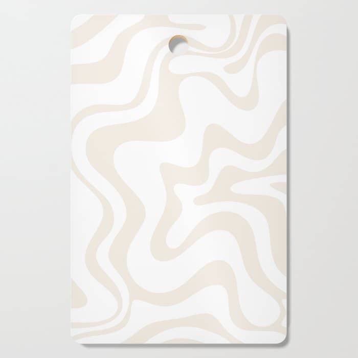 Liquid Swirl Abstract Pattern In Pale Beige And White Cutting Board