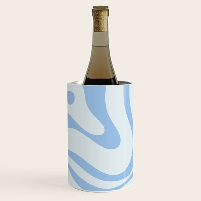 Soft Liquid Swirl Abstract Pattern Square In Powder Blue Wine Chiller