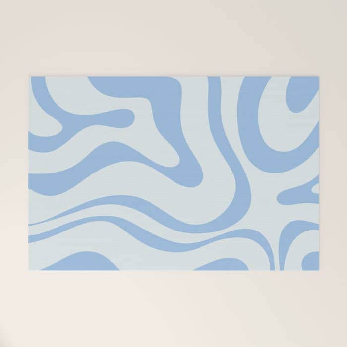 Soft Liquid Swirl Abstract Pattern Square In Powder Blue Welcome Mat