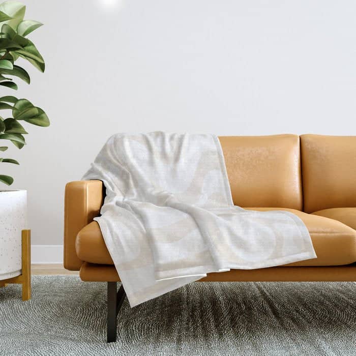 Liquid Swirl Abstract Pattern In Pale Beige And White Throw Blanket