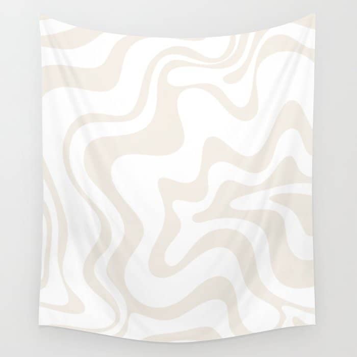 Liquid Swirl Abstract Pattern In Pale Beige And White Wall Tapestry
