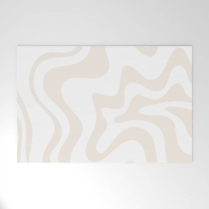 Liquid Swirl Abstract Pattern In Pale Beige And White Welcome Mat