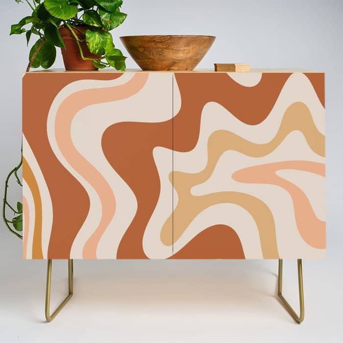 Liquid Swirl Abstract In Earth Tones Credenza