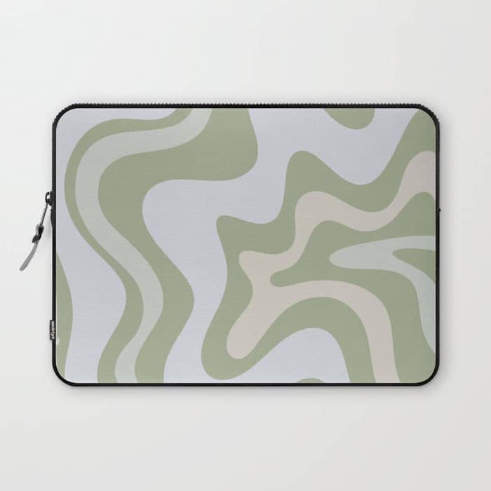 Liquid Swirl Contemporary Abstract Pattern In Light Sage Green Laptop Sleeve
