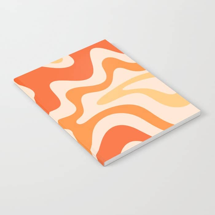 Tangerine Liquid Swirl Retro Abstract Pattern Notebook