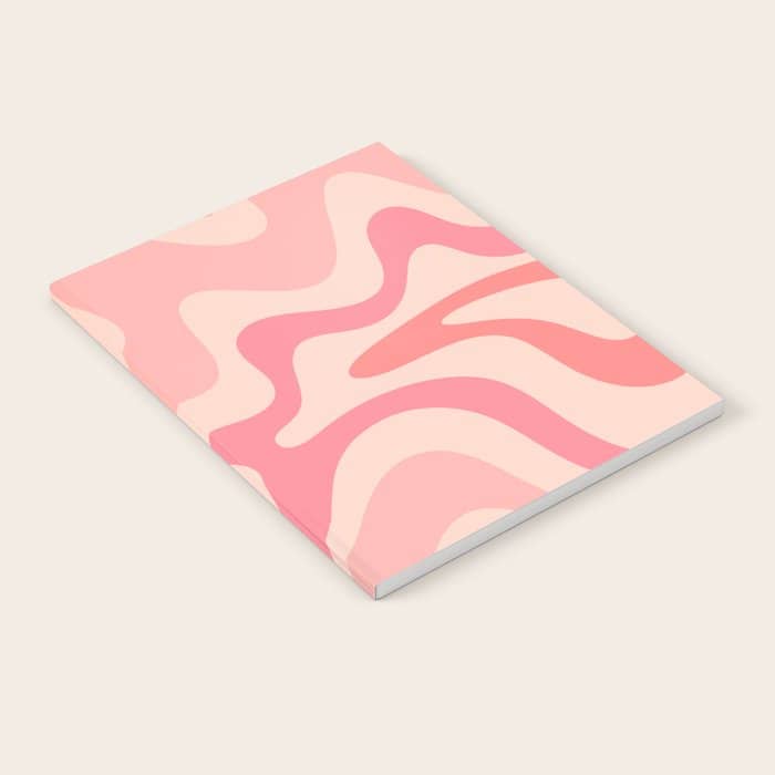 Retro Liquid Swirl Abstract In Soft Pink Notebook