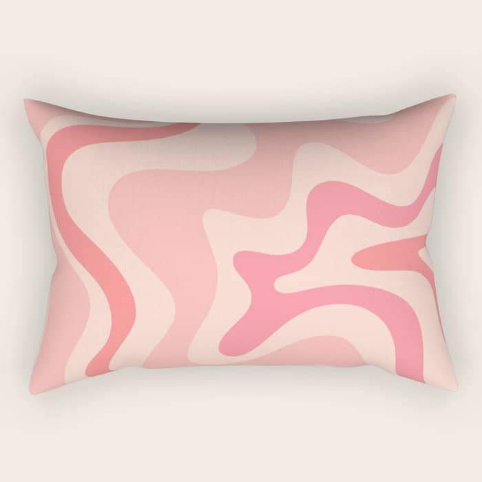 Retro Liquid Swirl Abstract In Soft Pink Rectangular Pillow