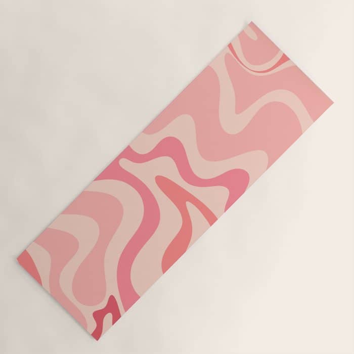 Retro Liquid Swirl Abstract In Soft Pink Yoga Mat
