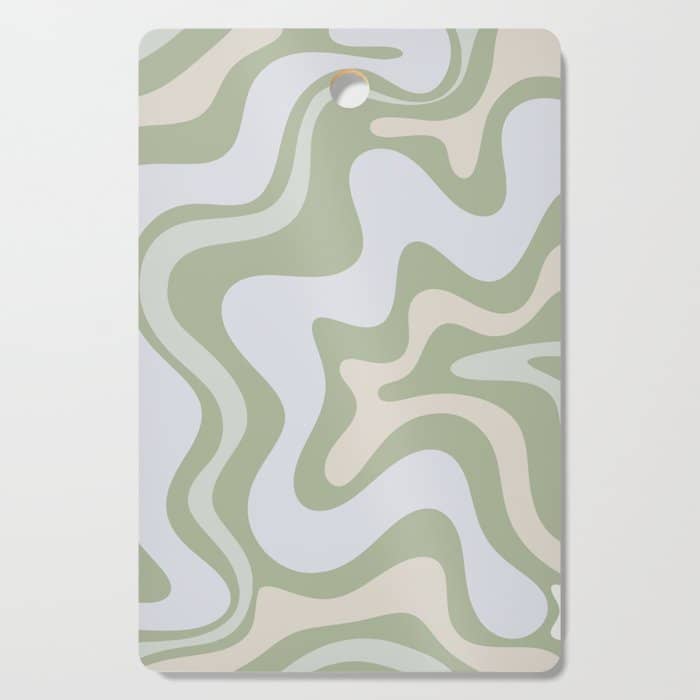 Liquid Swirl Contemporary Abstract Pattern In Light Sage Green Cutting Board