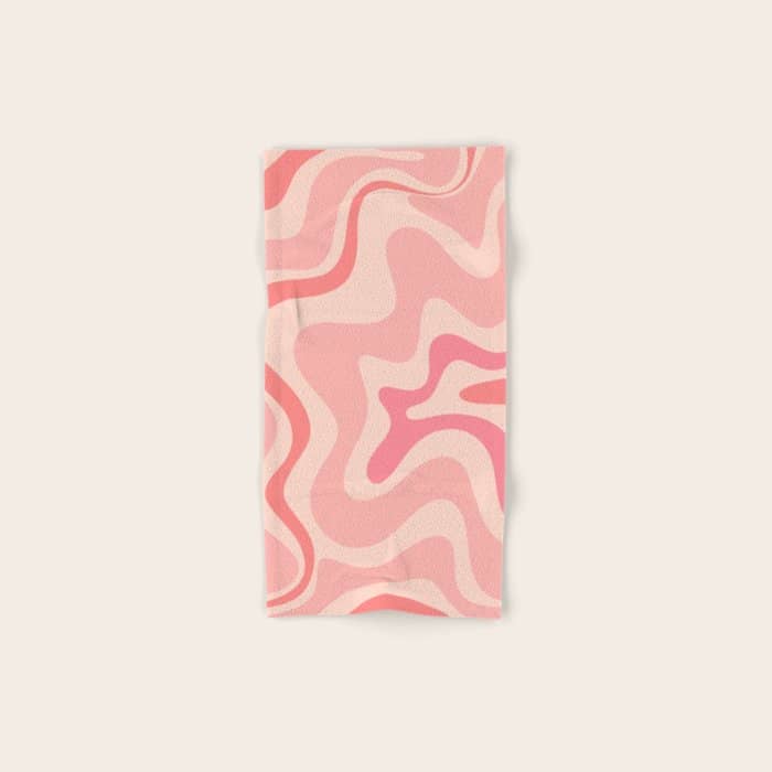 Retro Liquid Swirl Abstract In Soft Pink Bath Towel