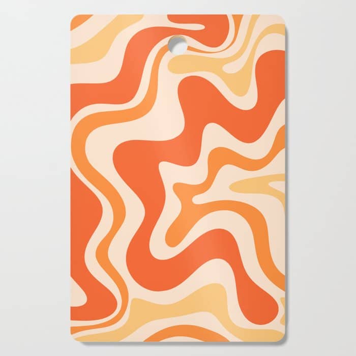 Tangerine Liquid Swirl Retro Abstract Pattern Cutting Board