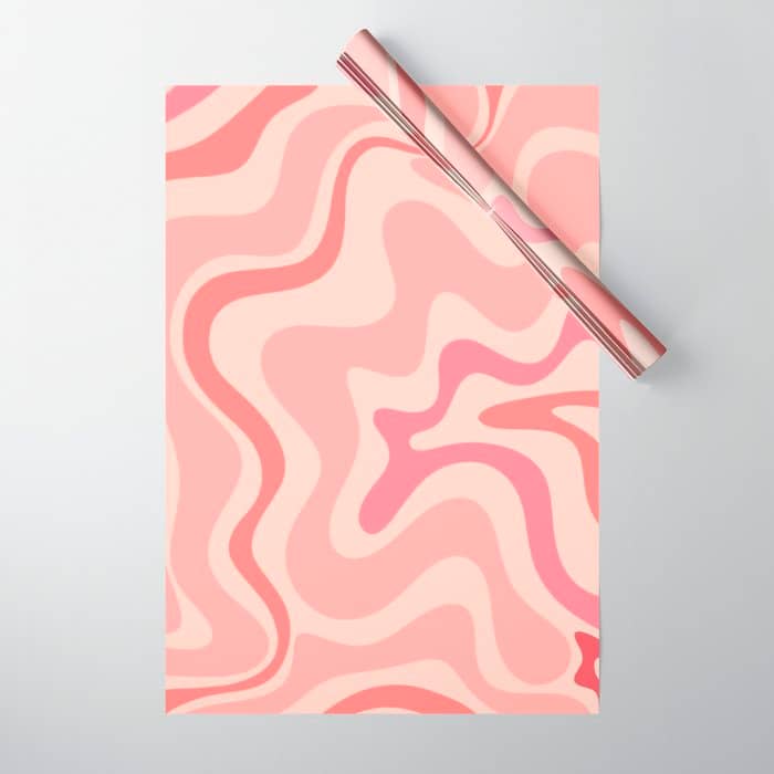 Retro Liquid Swirl Abstract In Soft Pink Wrapping Paper