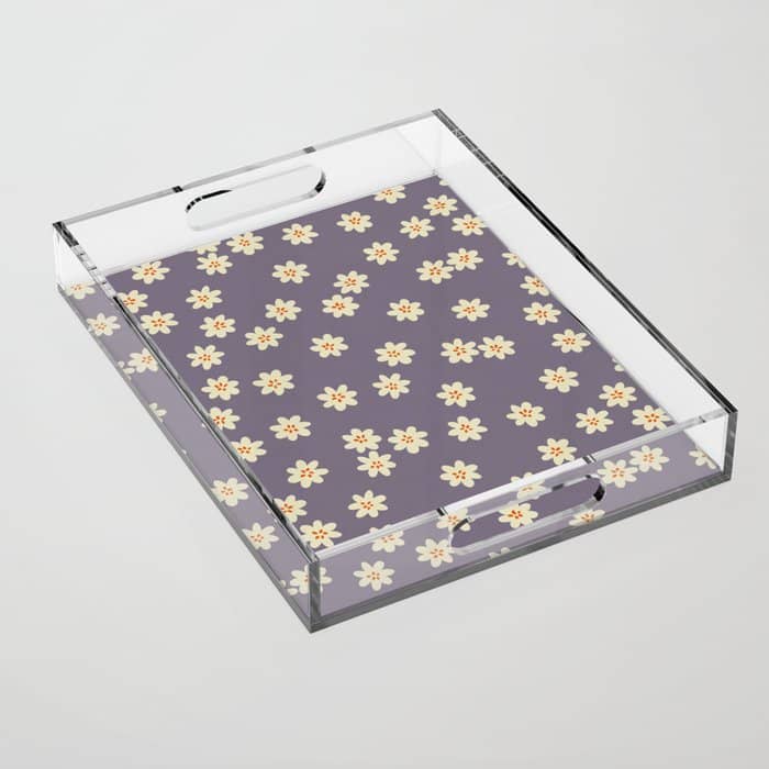 Tiny Flowers / Lavender & Orange Acrylic Tray