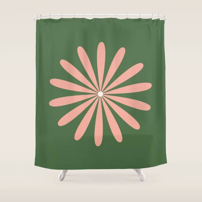 Big Daisy Retro Minimalism In Blush And Green Shower Curtain
