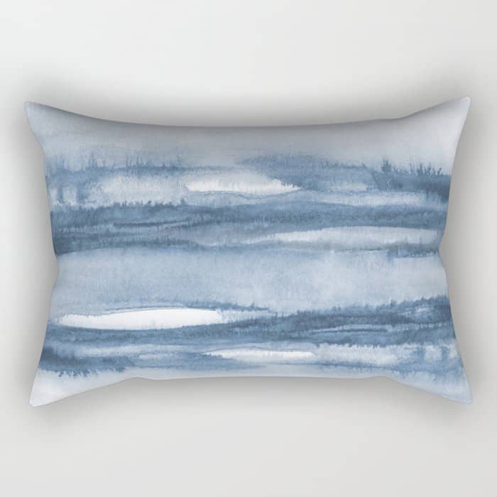 Indigo Clouds, Blue Abstract Art Rectangular Pillow