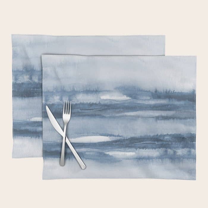 Indigo Clouds, Blue Abstract Art Placemat