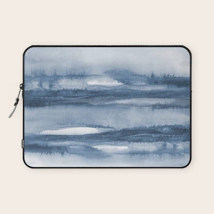 Indigo Clouds, Blue Abstract Art Laptop Sleeve