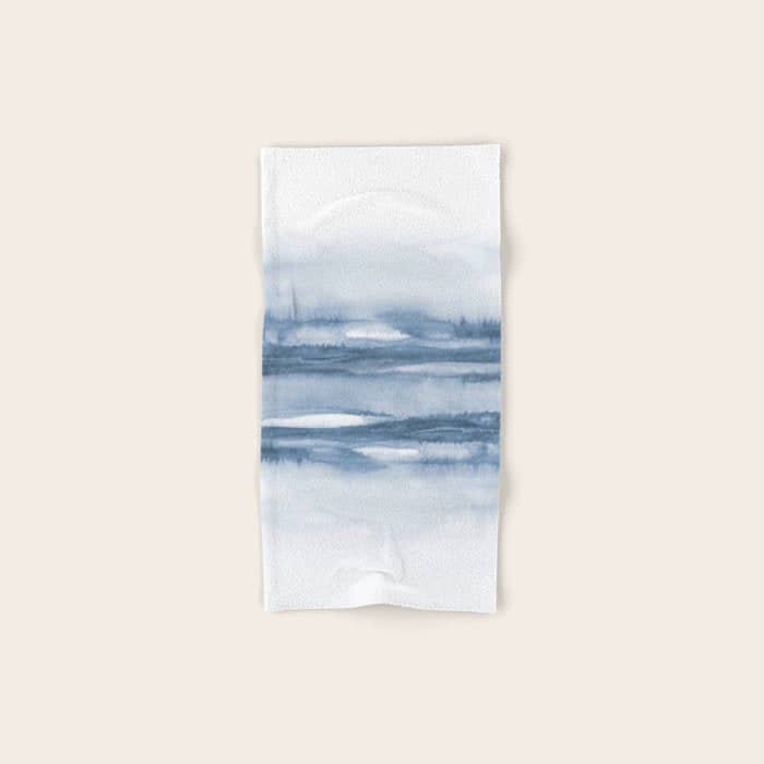 Indigo Clouds, Blue Abstract Art Bath Towel
