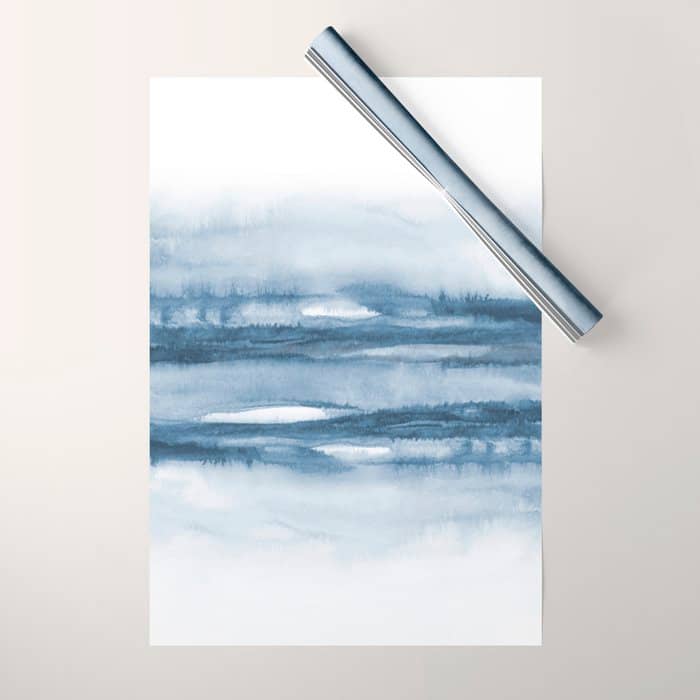 Indigo Clouds, Blue Abstract Art Wrapping Paper