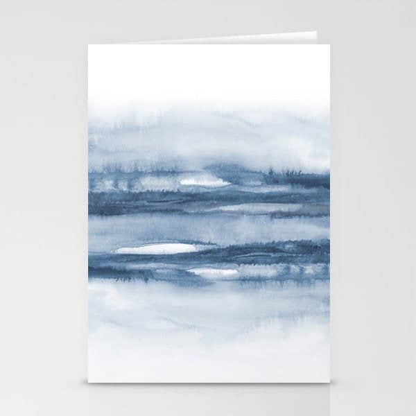 Indigo Clouds, Blue Abstract Art Stationery Card