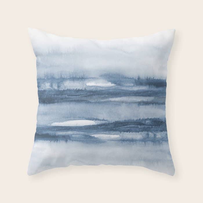 Indigo Clouds, Blue Abstract Art Throw Pillow