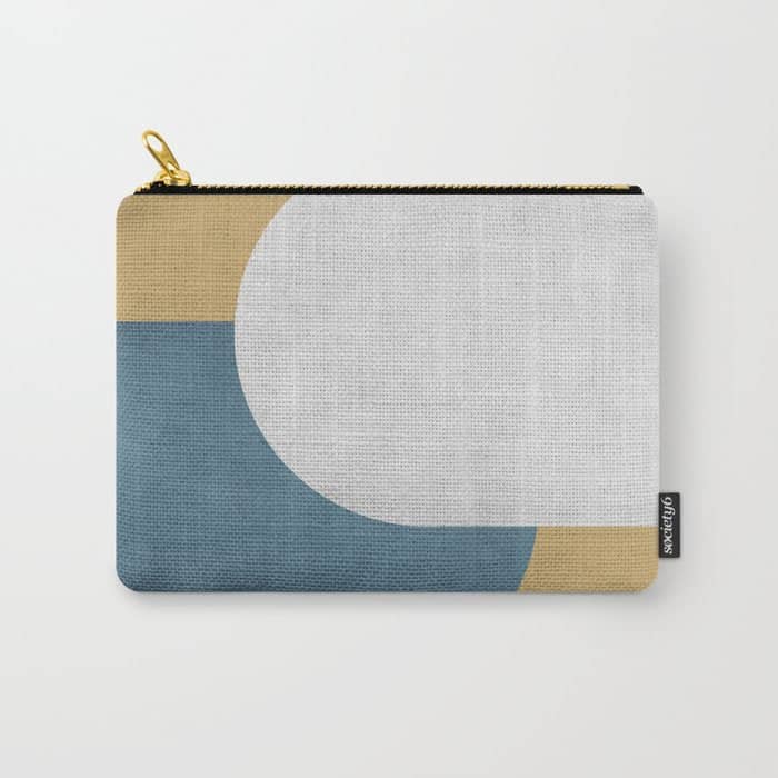 Halfmoon Colorblock - White Blue On Gold Carry All Pouch
