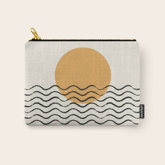 Ocean Wave Gold Sunrise - Mid Century Style Carry All Pouch