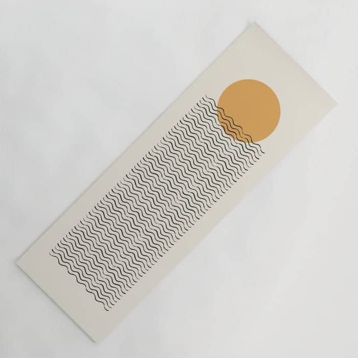 Ocean Wave Gold Sunrise - Mid Century Style Yoga Mat