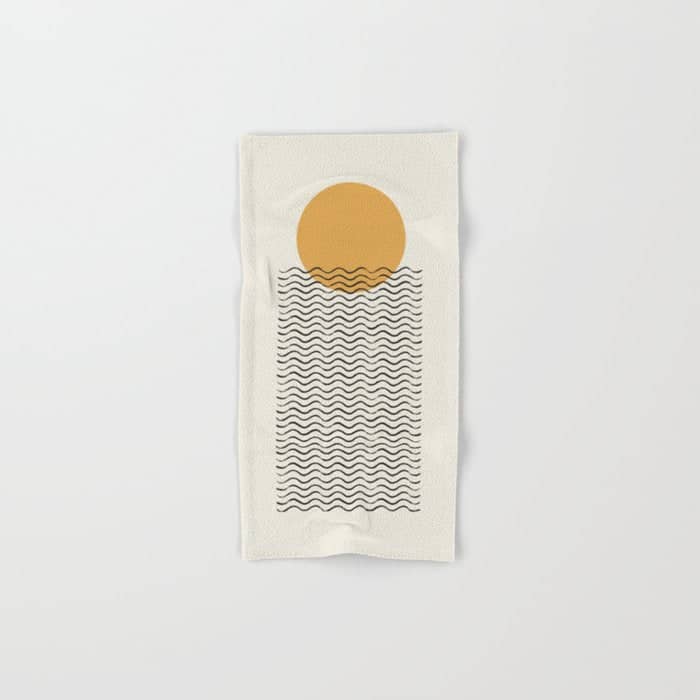Ocean Wave Gold Sunrise - Mid Century Style Bath Towel