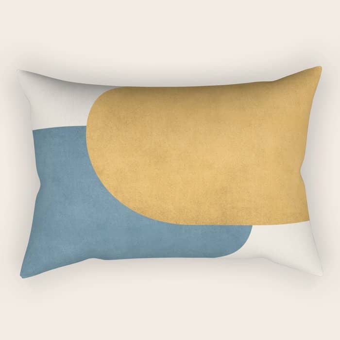 Halfmoon Colorblock - Gold Blue Rectangular Pillow