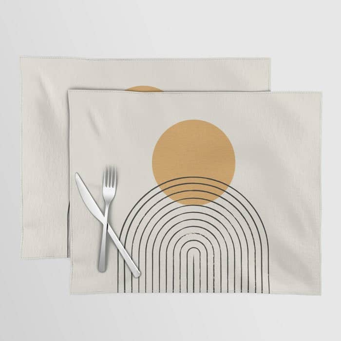 Gold Sun Rainbow Mid-Century Full Placemat
