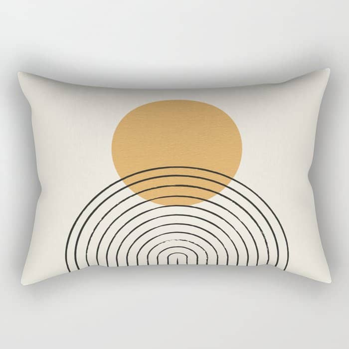 Gold Sun Rainbow Mid-Century Full Rectangular Pillow