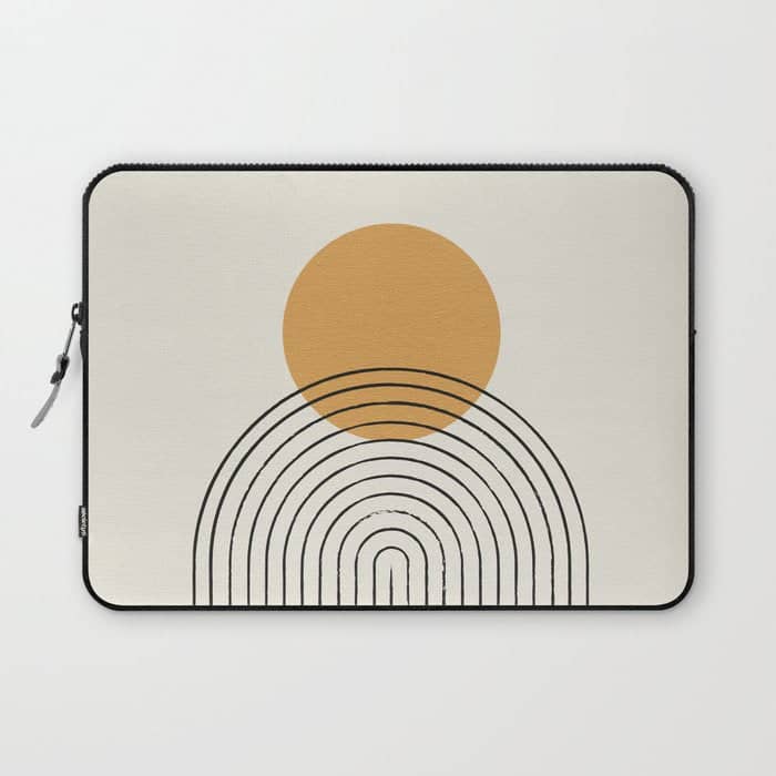 Gold Sun Rainbow Mid-Century Full Laptop Sleeve