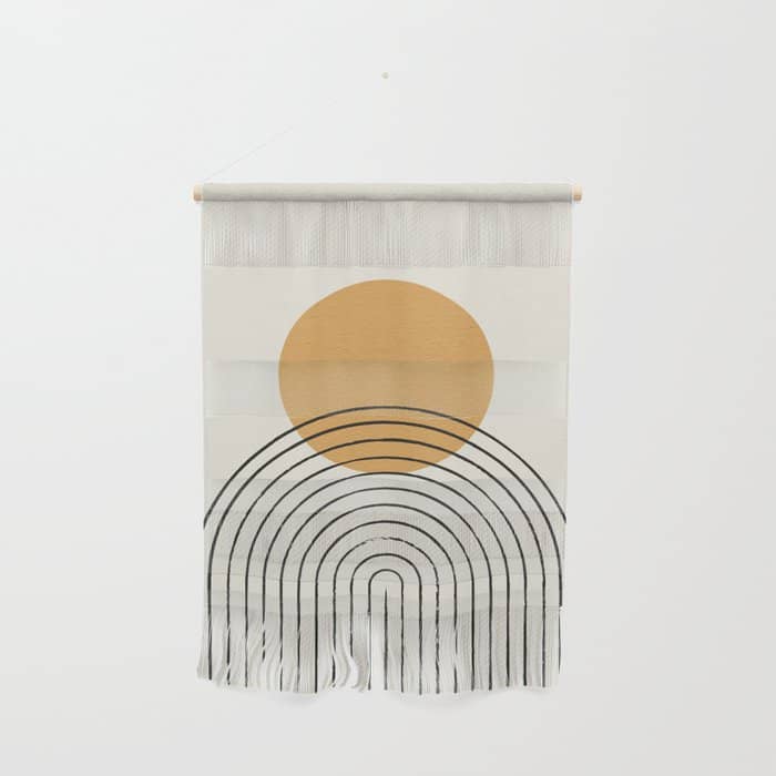 Gold Sun Rainbow Mid-Century Full Wall Hanging