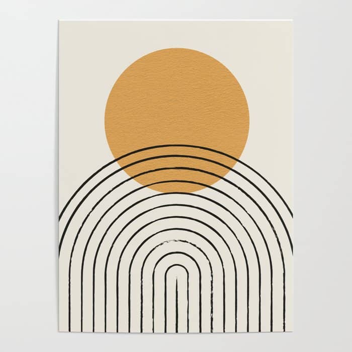 Gold Sun Rainbow Mid-Century Full Poster