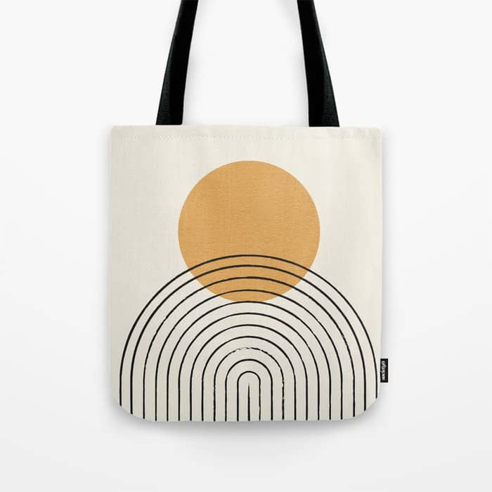 Gold Sun Rainbow Mid-Century Full Tote Bag