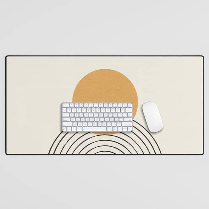 Gold Sun Rainbow Mid-Century Full Desk Mat